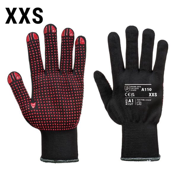 (10 paires) Gants à picots en PVC - Noir/ Rouge - Taille : XXS