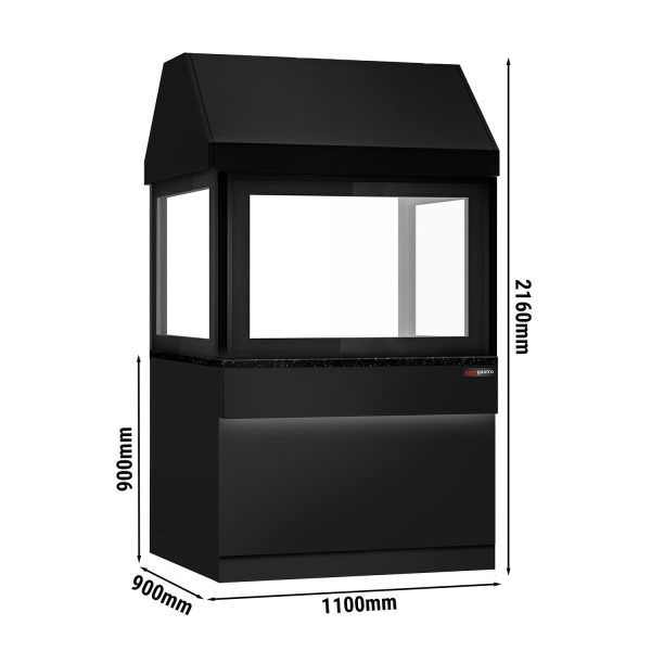 Elément neutre pour grills à charbon de bois TORONTO - 1100mm - Façade noire - Plan de travail en granit noir