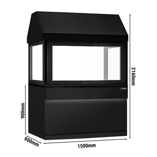 Elément neutre pour gril à charbon de bois TORONTO - 1500mm - Façade noire - Plan de travail en granit noir