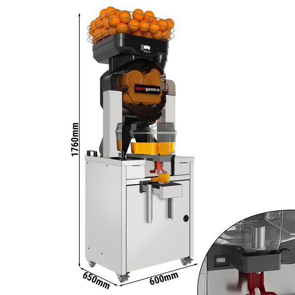 Presse-orange électrique - avec refroidissement, alimentation automatique en fruits, réservoir de jus & support - Noir