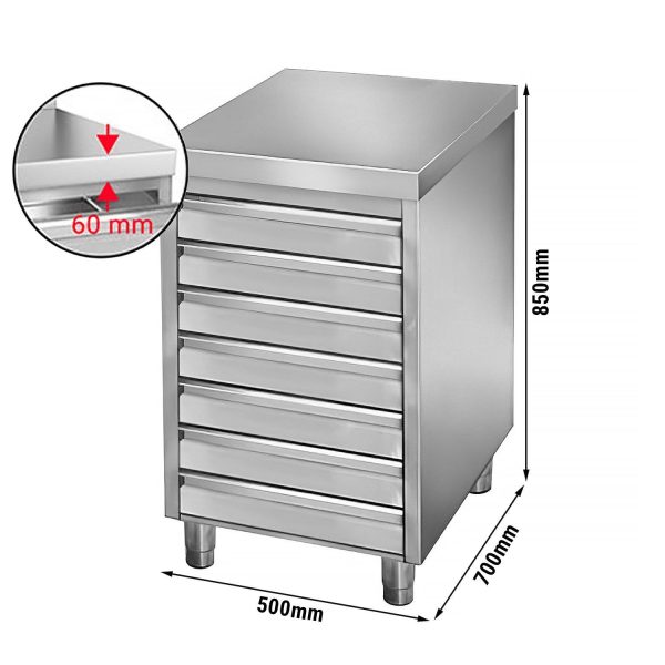 Armoire à tiroirs PREMIUM avec 7 tiroirs pour boules de pâte à pizza - 500x700mm