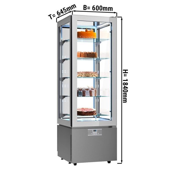 Vitrine panoramique - 324 litres - 600mm - 5 étagères - Silver