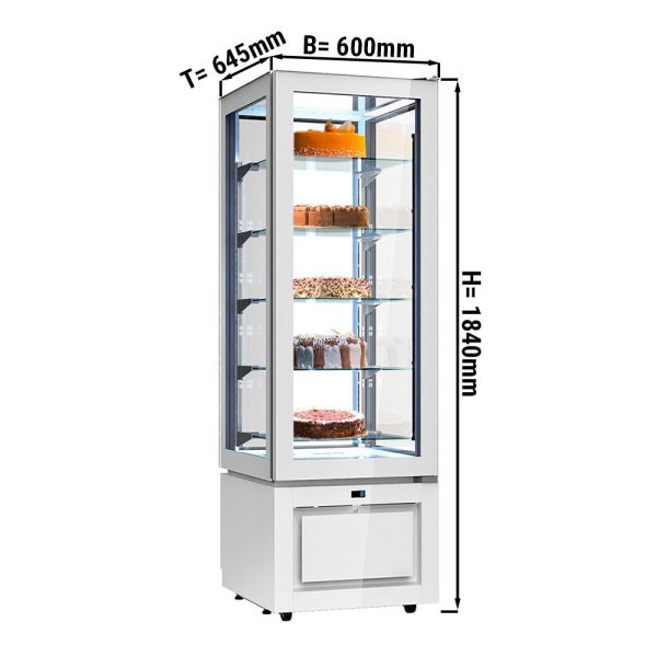 Vitrine panoramique - 324 litres - 600mm - 5 étagères - Blanc