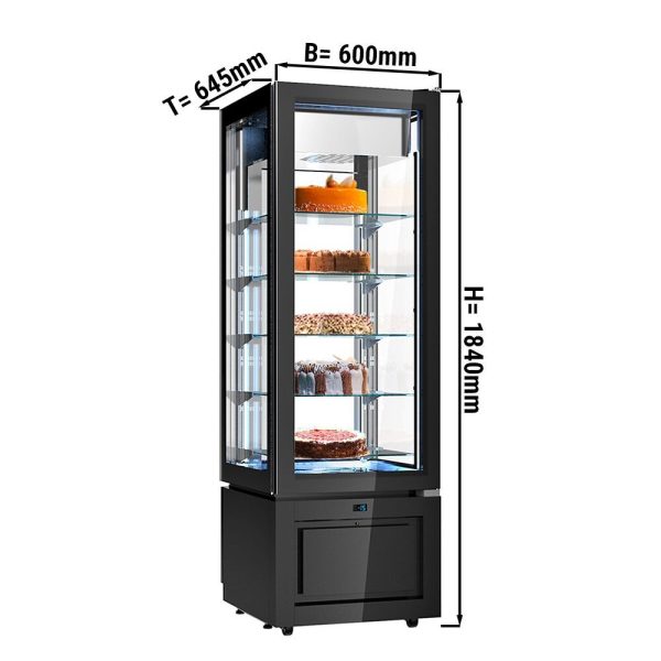 Vitrine réfrigérée panoramique - 324 litres - 600mm - 5 étagères - Noir