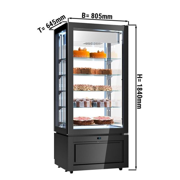 Vitrine réfrigérée panoramique - 457 litres - 800mm - 5 étagères - Noir