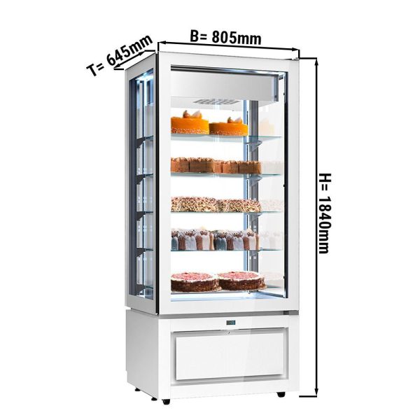 Vitrine réfrigérée panoramique - 457 litres - 800mm - 5 étagères - Blanc