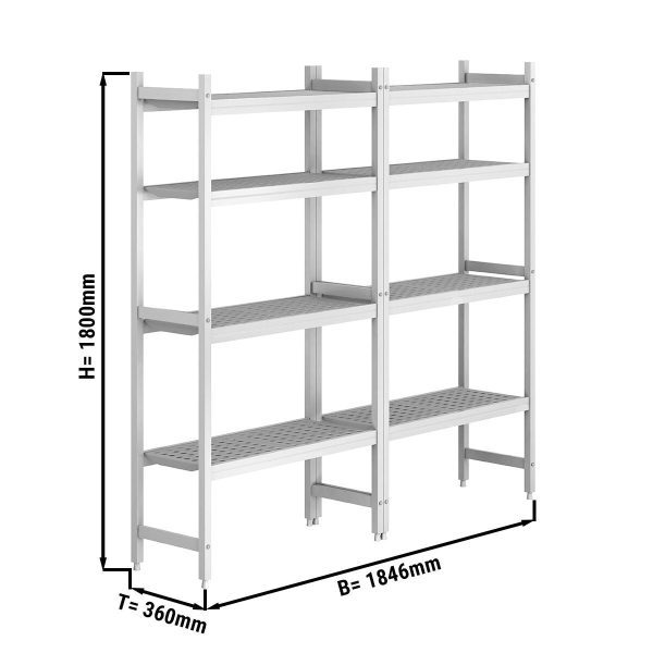 Kit d'étagères aluminium - profondeur: 360 mm