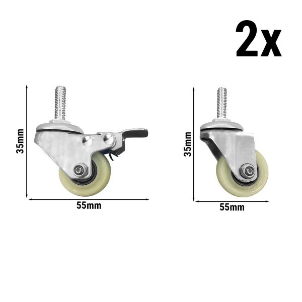 Roulettes pour saladettes SAJ47, SAG47 & SAG97 (2x avec freins & 2x sans freins)