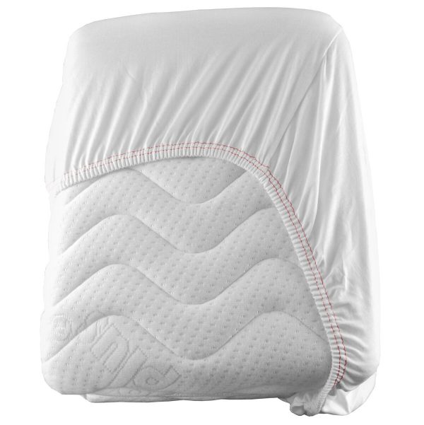 Drap-housse Jersey - 200 cm x 200 cm -  Lot de 10 pièces en Blanc / Rouge