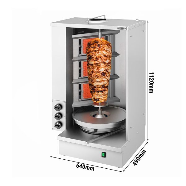 Grill à shawarma/kebab au gaz - 3 brûleurs - max. 40 kg