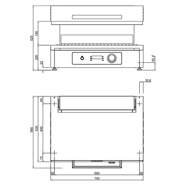 Four électrique Pita / Salamandre - 6 kW - 220 Volt - Contrôle électronique