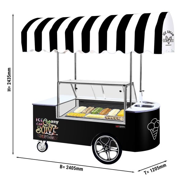 Chariot à glace - 2146mm - avec lavabo & comptoir à glace carré - pour 9x 5 litres de bacs à glace