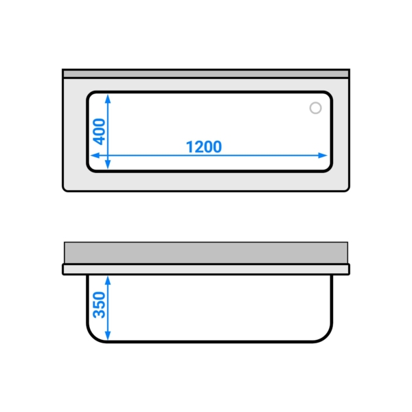 Evier à casseroles - 1400x600mm - avec 1 bac