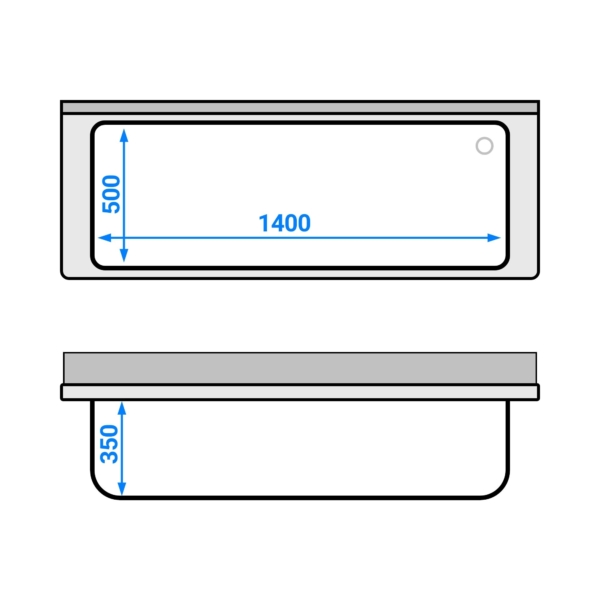 Evier à casseroles - 1600x600mm - avec 1 bac