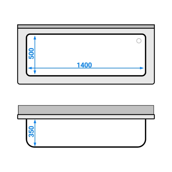 Evier à casseroles - 1600x700mm - avec 1 bac