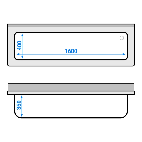 Evier à casseroles - 1800x600mm - avec 1 bac