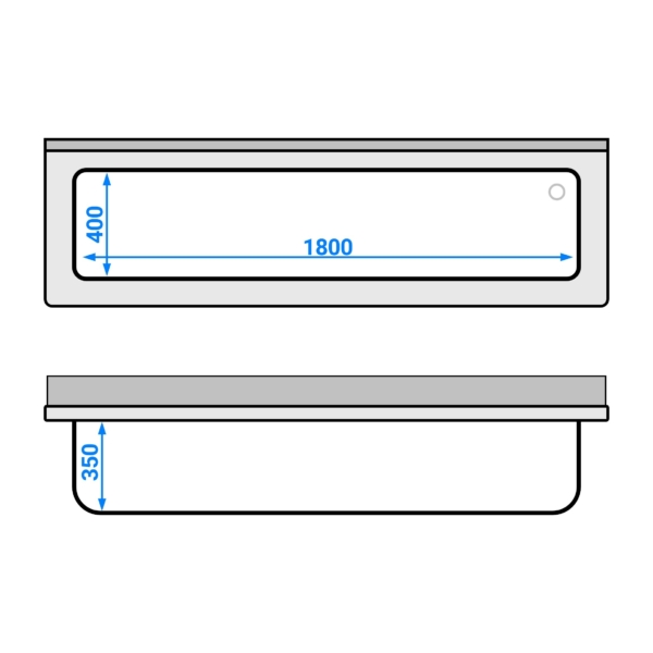 Evier à casseroles - 2000x600mm - avec 1 bac