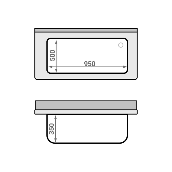 Evier à casseroles - 1200x600mm - avec fond & 1 bac