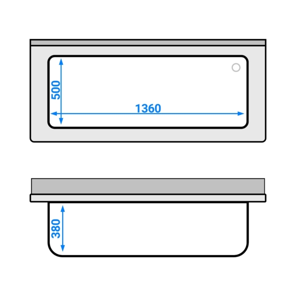 Evier à casseroles - 1600x700mm - avec fond & 1 bac