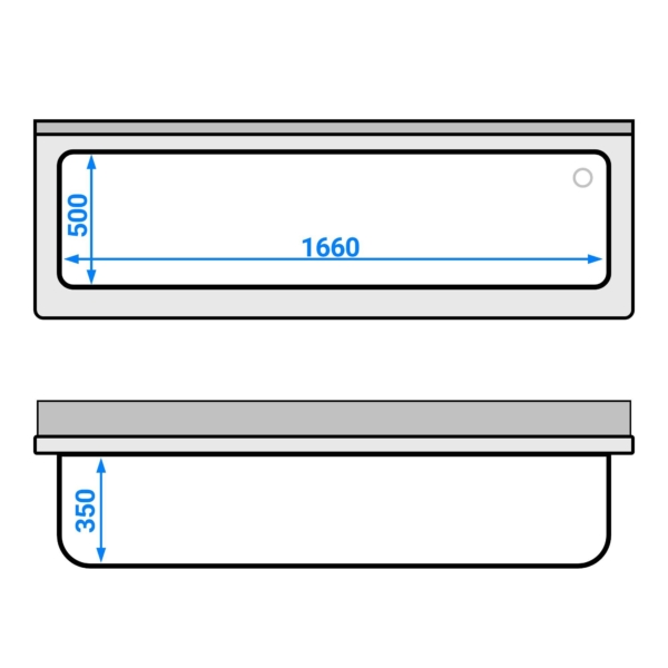 Evier à casseroles - 1800x600mm - avec fond & 1 bac