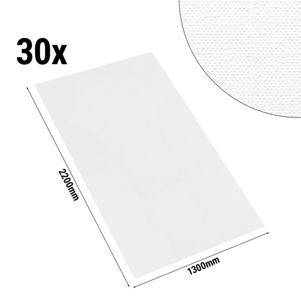 Nappe de table damassée Porto Diamant - 130 cm x 220 cm - Lot de 30 pièces en blanc