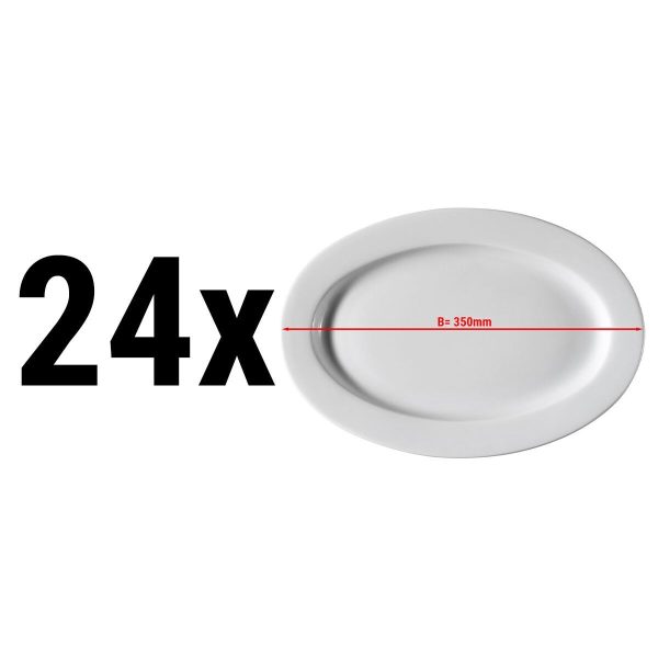 (24 pièces) PERA Blanc - Assiette ovale - Ø 35 cm