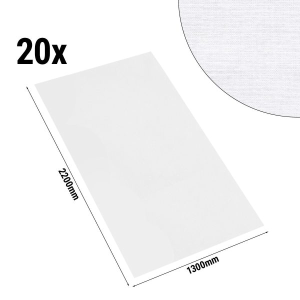 Nappe de table damassée Tessin Atlas - 130 cm x 220 cm - Lot de 20 pièces en blanc