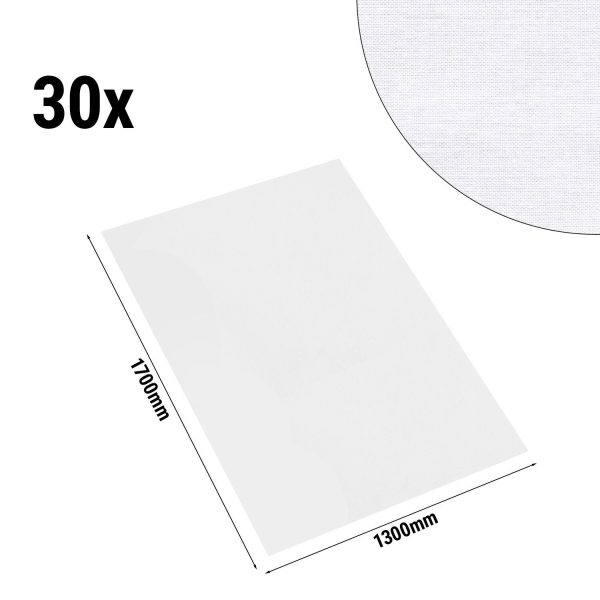 Nappe de table damassée Tessin Atlas - 130 cm x 170 cm - Lot de 30 pièces en blanc