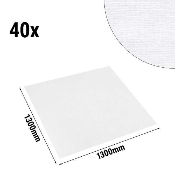 Nappe de table damassée Tessin Atlas - 130 cm x 130 cm - Lot de 40 pièces en blanc