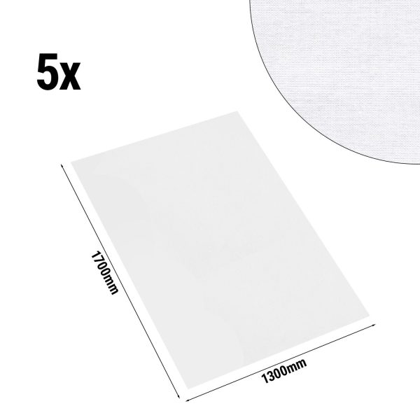 Nappe de table damassée Tessin Atlas - 130 cm x 170 cm - Lot de 5 pièces en blanc