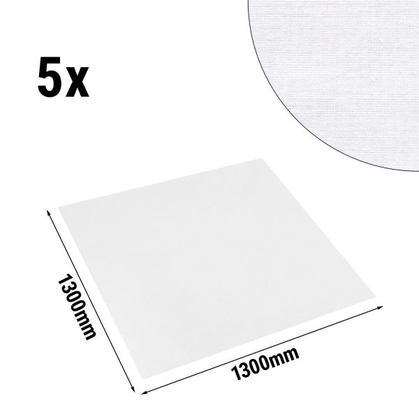 Nappe de table damassée Tessin Atlas - 130 cm x 130 cm - Lot de 5 pièces en blanc