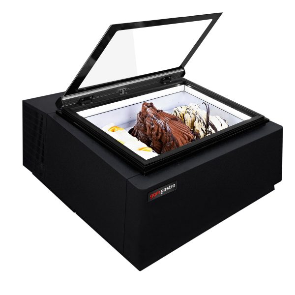 Vitrine à glace de table - 670mm - Statique - pour 3x 5 litres de bacs à glace - ouverture du couvercle côté client