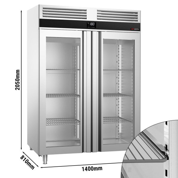 Congélateur en acier inoxydable PREMIUM - GN 2/1 - 1400 Litres - avec 2 portes vitrées