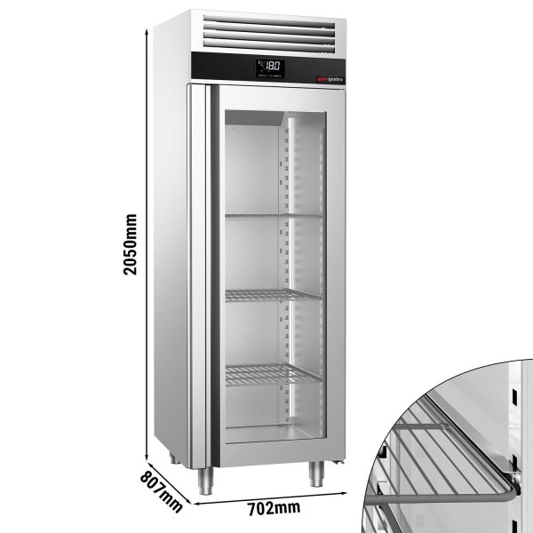 Congélateur en acier inoxydable PREMIUM - GN 2/1 - 700 Litres - avec 1 porte vitrée