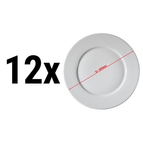 (12 pièces) PERA Blanc - Assiette à pizza en porcelaine - plate - Ø 300 mm