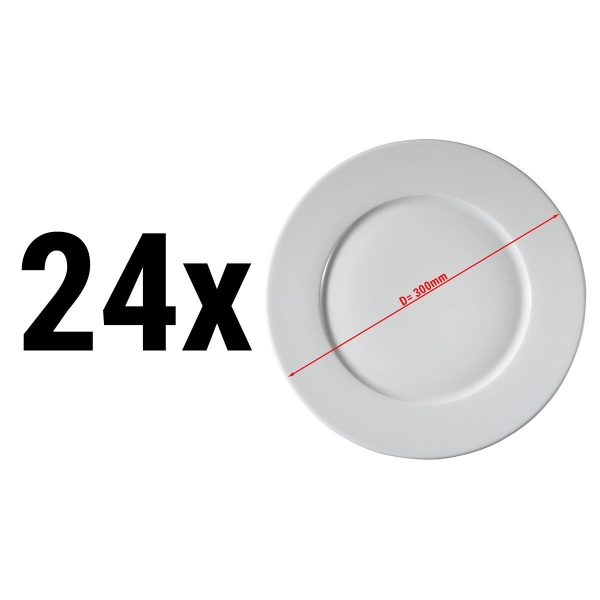 (24 pièces) PERA Blanc - Assiette à pizza en porcelaine - plate - Ø 300 mm