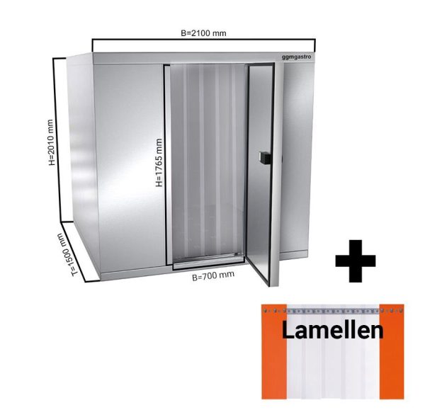 Chambre froide en acier inoxydable - 2100x1500mm - 4,14m³ - lamelles incluses