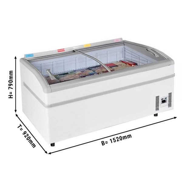 Îlot de réfrigération et de congélation - 1520x920mm - 400 litres - Couvercle coulissant en verre