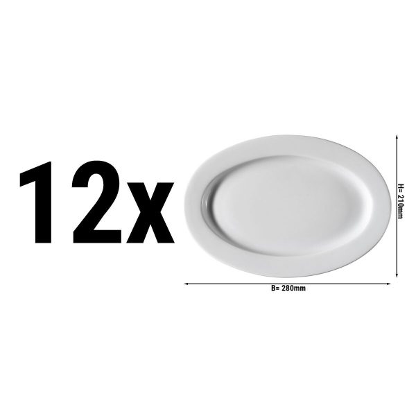 (12 pièces) PERA Blanc - Assiette ovale - 28 cm