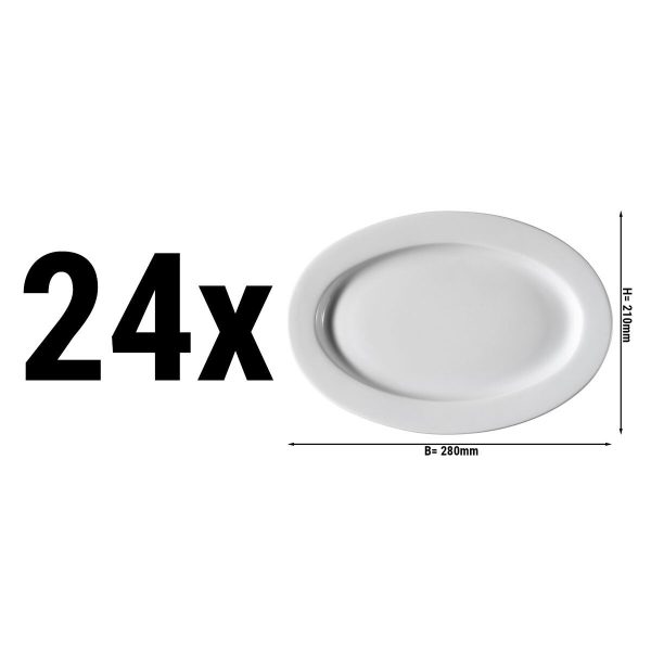 (24 pièces) PERA Blanc - Assiette ovale - 28 cm