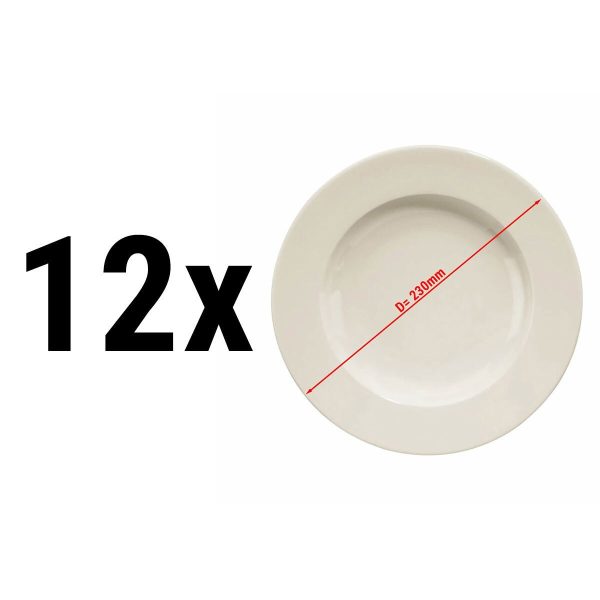 (12 pièces) PERA CREME - Assiette Plat - Ø 23 cm