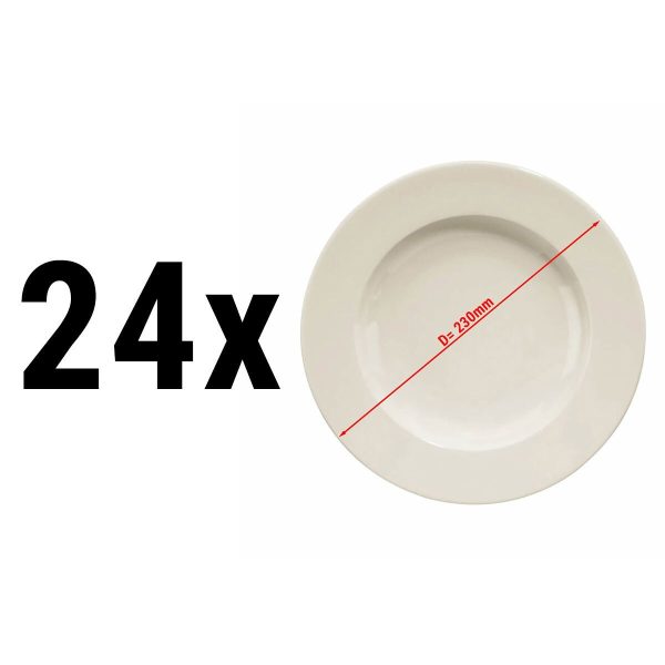 (24 pièces) PERA CREME - Assiette Plat - Ø 23 cm