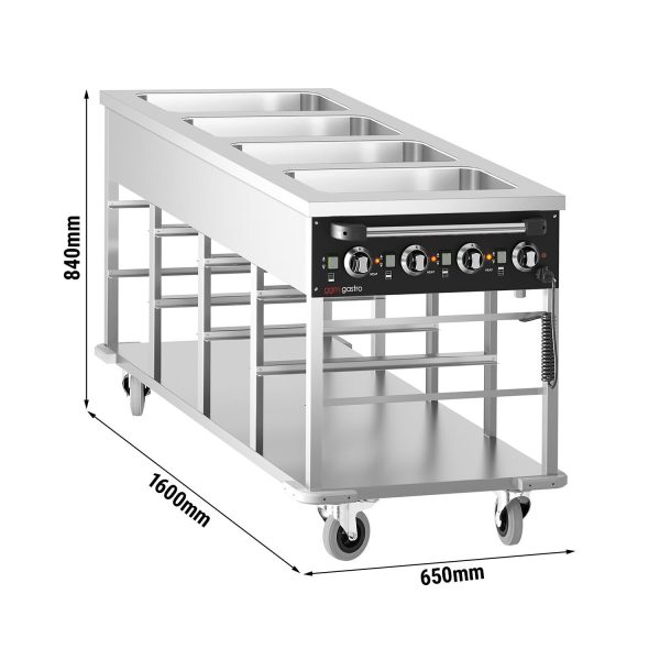 Chariot bain-marie - 4 x GN 1/1 - Température du bac réglable séparément