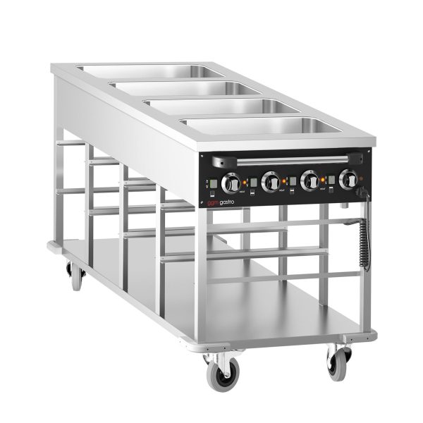 Chariot bain-marie - 4 x GN 1/1 - Température du bac réglable séparément