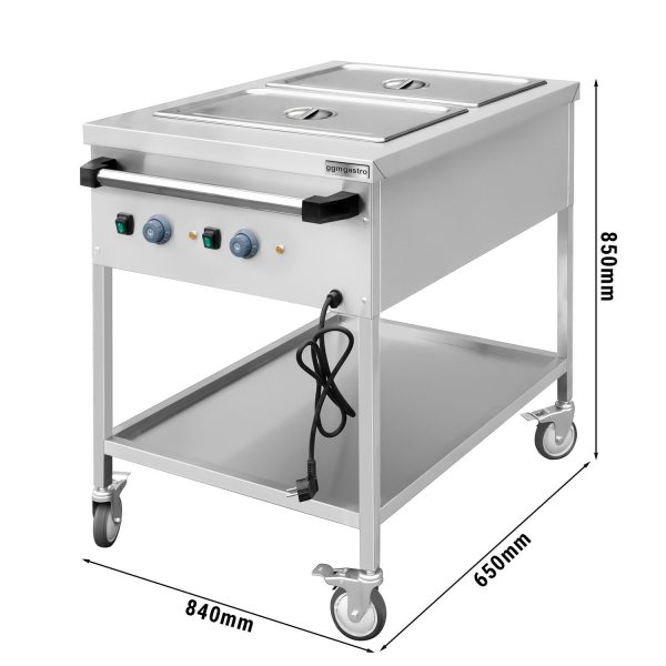 Chariot bain-marie thermique - 2x GN 1/1 - température de la cuve réglable séparément