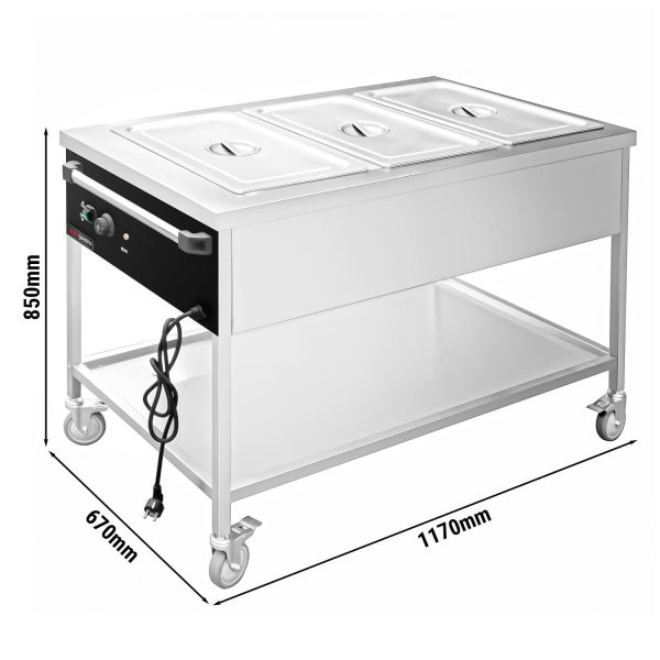 Chariot bain-marie thermique - 3x GN 1/1