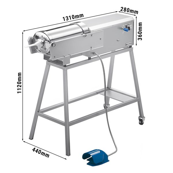 Remplisseur de saucisses électrique - 16 litres - 560 watts - inox - Commande au pied incluse