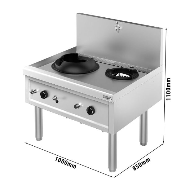 Cuisinière wok à gaz - 36 kW - 1+1 zones de cuisson