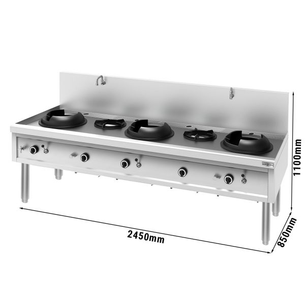 Cuisinière wok à gaz - 100 kW - 3+2 zones de cuisson