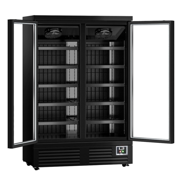 Étagère réfrigérée murale - 1310mm - 991 litres - avec éclairage LED, portes vitrées isolées et 5 étagères